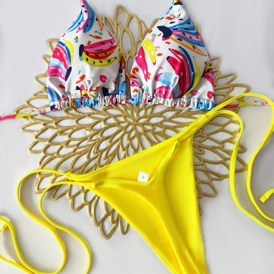 Damer Bikini-sæt med trendy dyretryk og moderigtigt sløjfe-detalje Skovae