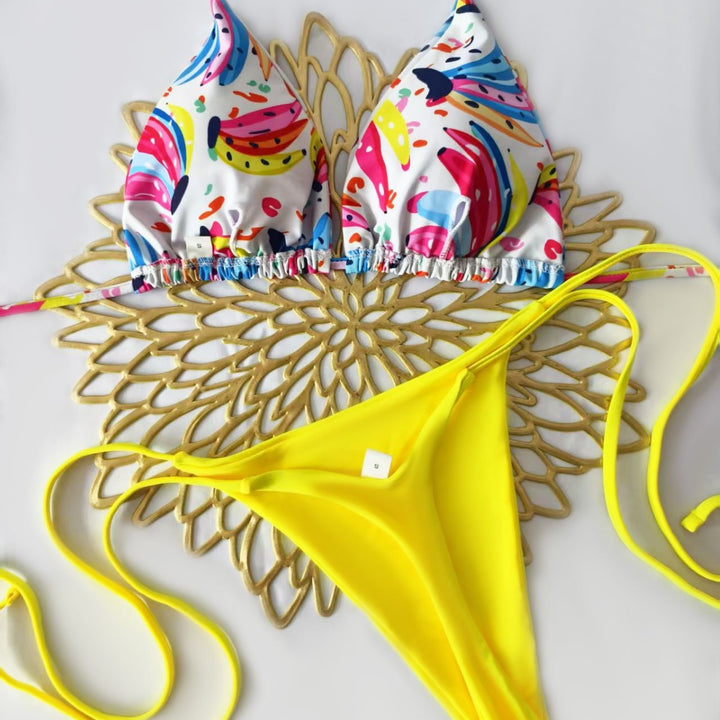 Damer Bikini-sæt med trendy dyretryk og moderigtigt sløjfe-detalje Skovae