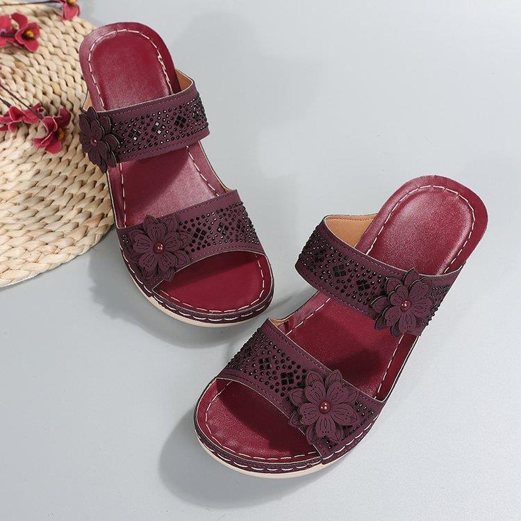 Dame Wedge-sandaler med blomstermotiv og anatomisk fodseng Stilla