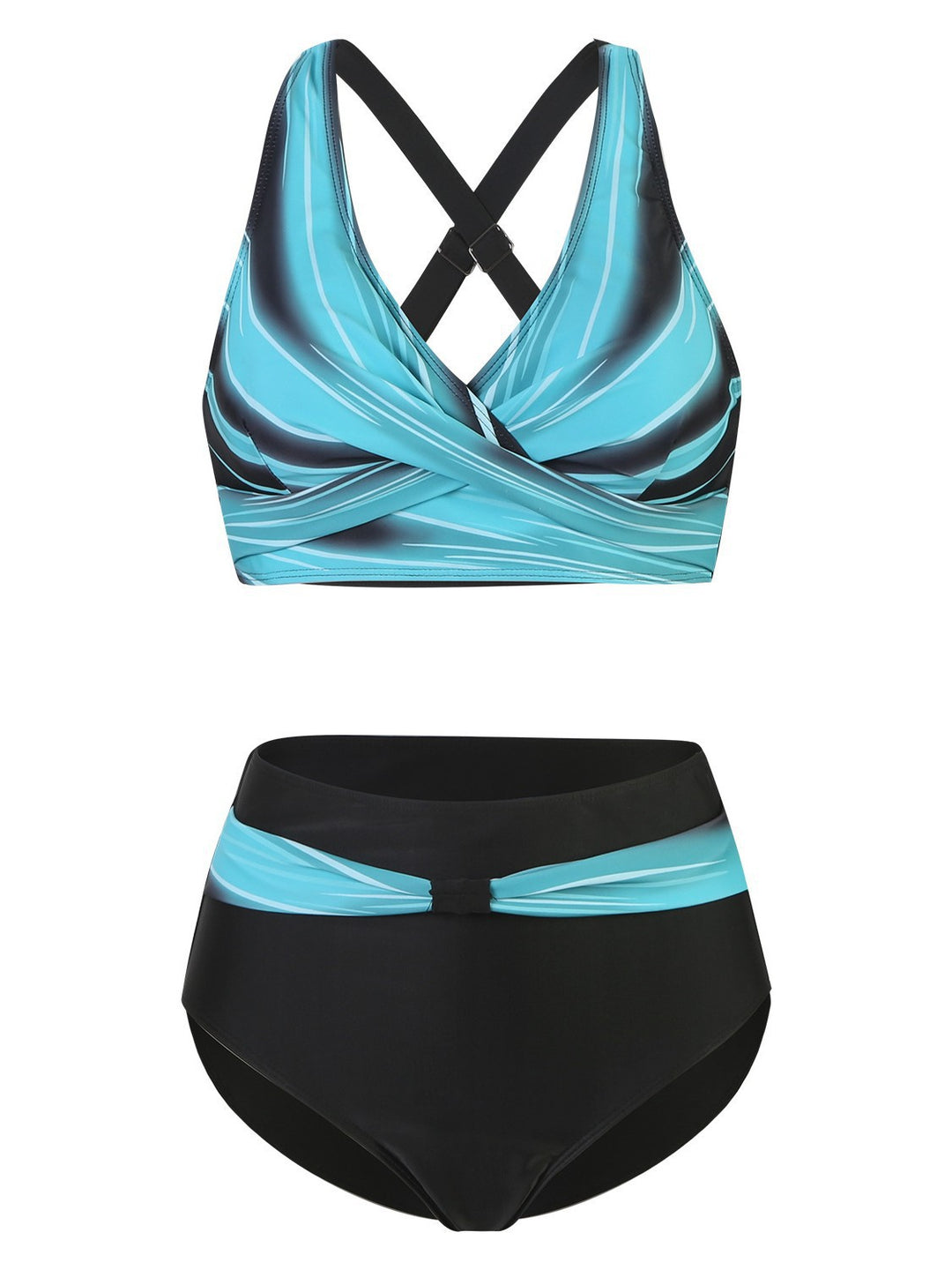 Dame High-Waist Bikini-Sæt med moderigtigt indpakningsdesign Skovae