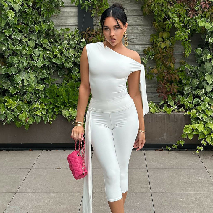 Dame Ensidig Jumpsuit med eksklusive Draperinger Skovae