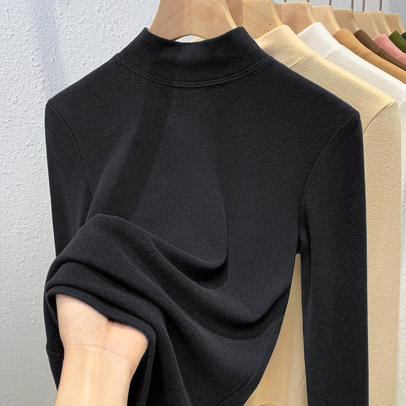 Dame Turtleneck-overdel i blødt strækmateriale med figursyet snit Stilla