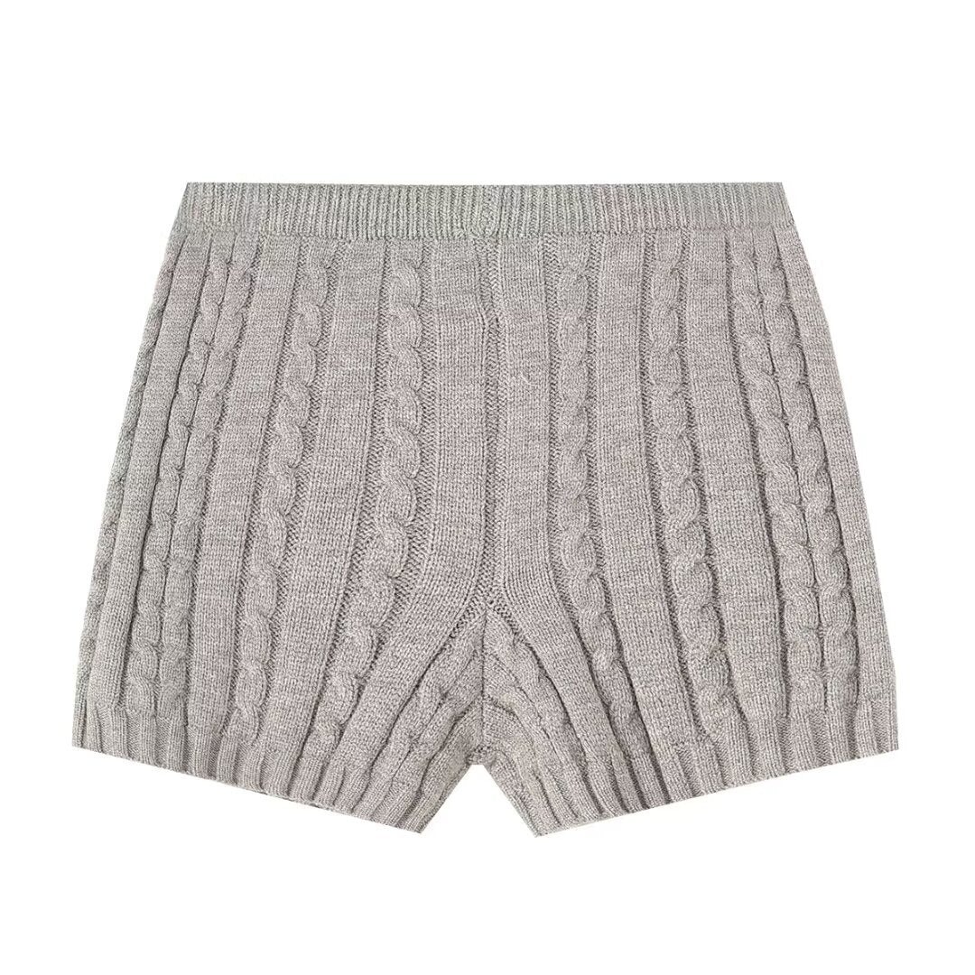 Dame strikshorts med ribstruktur og høj talje Stilla