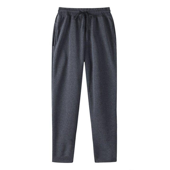 Herrer nan lige Sweatpants lavet af meleret bomuldsblanding med elastisk linning snoretræk og sidelommer Skovae