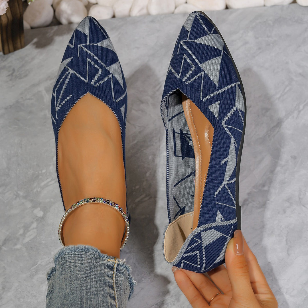 Dame elegante ballerinas med geometrisk mønster og skridsikker sål Stilla