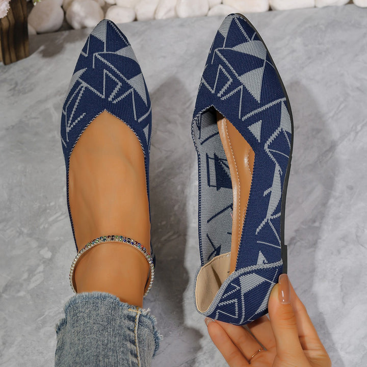 Dame elegante ballerinas med geometrisk mønster og skridsikker sål Stilla
