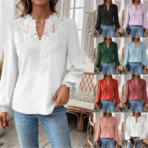 Damebluse med kunstnerisk broderi Stilla