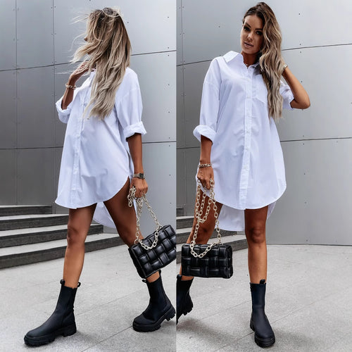 Dame Oversized Skjortekjole med moderne snit og afslappet look Stilla