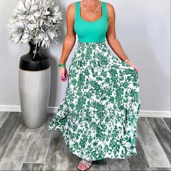 Damer Maxiskørt med elastisk talje og blomsterprint Stilla