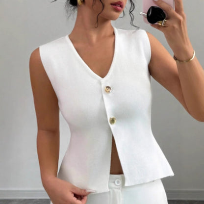 Femme Strik ærmeløs cardigan vest Stilla