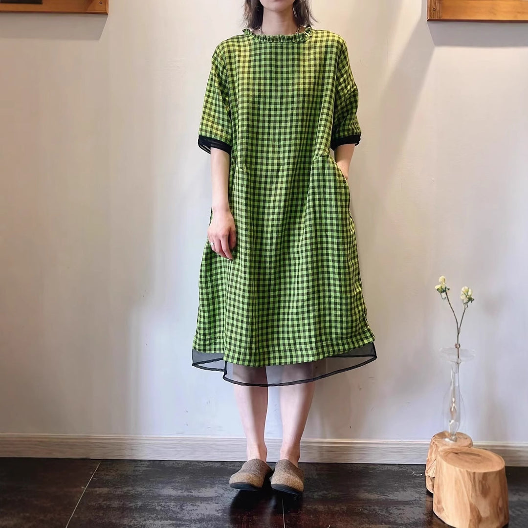 Dame Casual Gingham Check Tunika Kjole Stilla