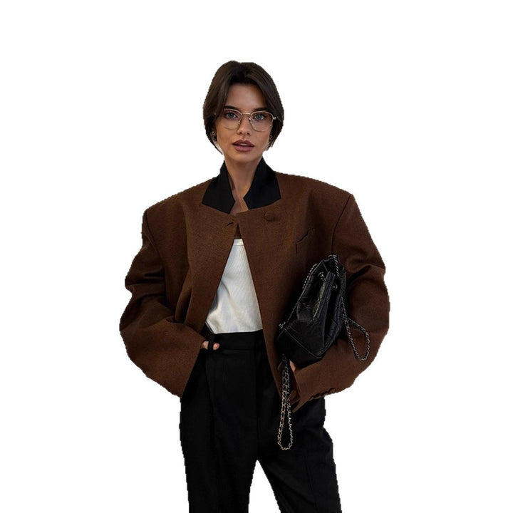Dame Uld Crop-Jakke med moderne snit Stilla