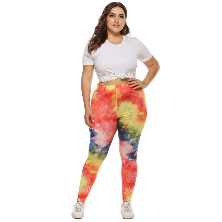 Dame farverige leggings med moderne batikmønster Skovae