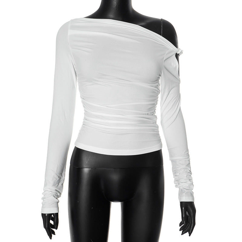 Femme Asymmetrisk Langærmet Rafftop Stilla 1750184187