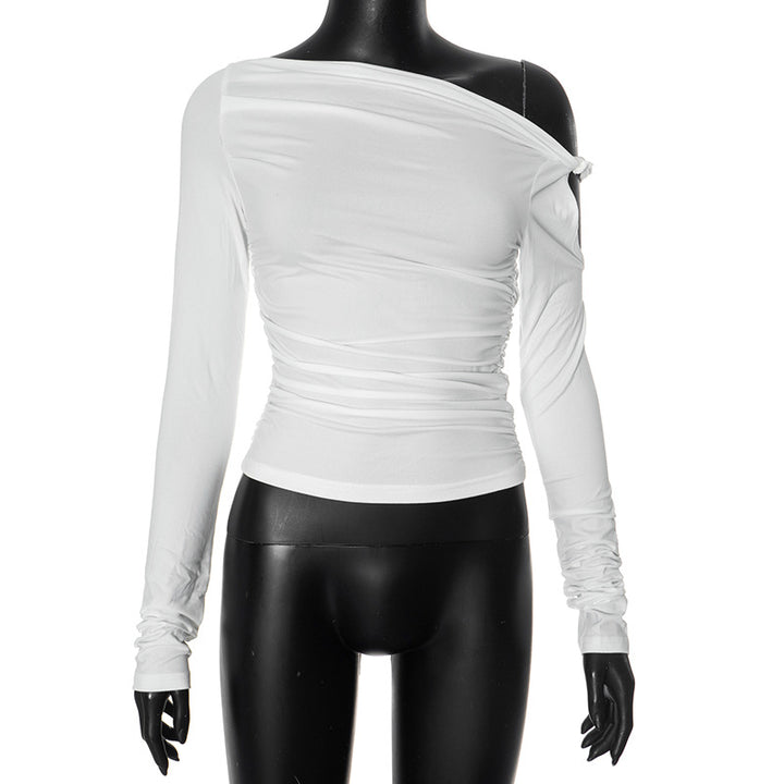 Femme Asymmetrisk Langærmet Rafftop Stilla 1750184187