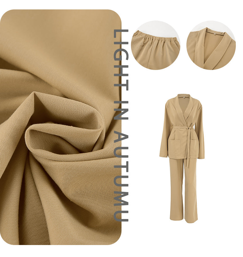 Damer elegant blazer- og bukseensemble med svingende snit og praktiske lommer Stilla