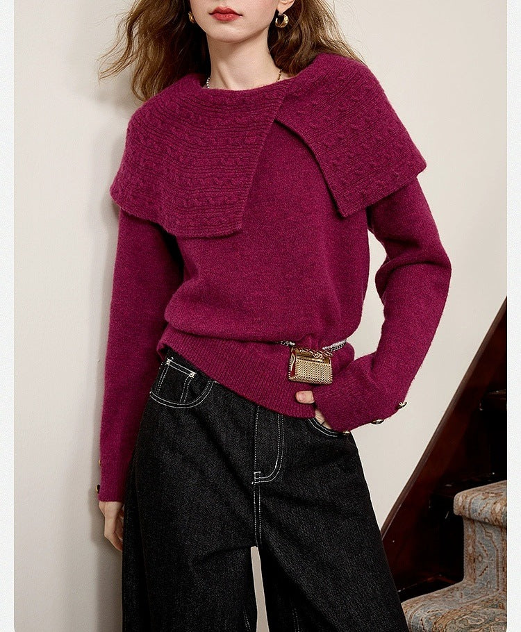 Kvinders sweater med unik krave og afslappet design Stilla