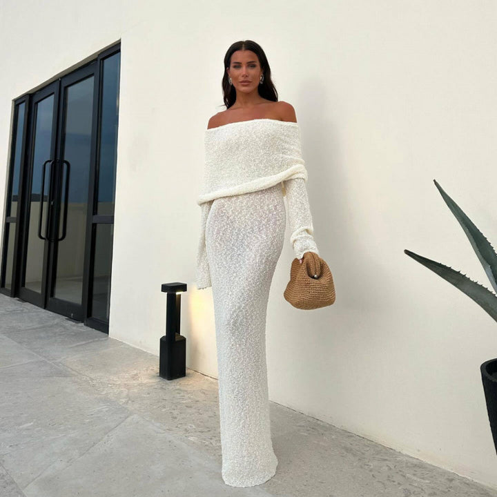 Damer Off-Shoulder Pullover Kjole Stilla