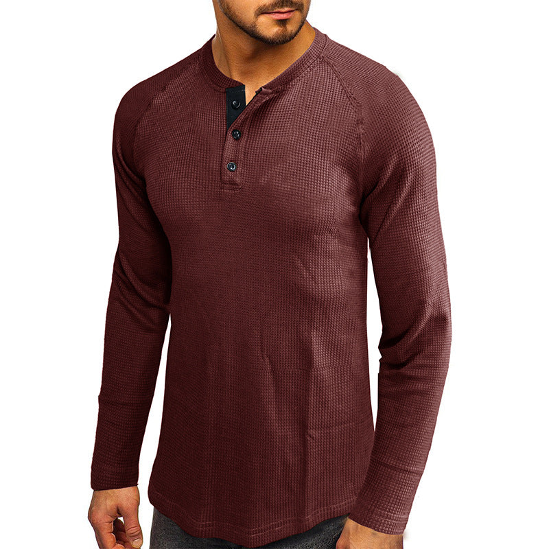 Herrer Langærmet Henley Skjorte med struktureret Design Stilla
