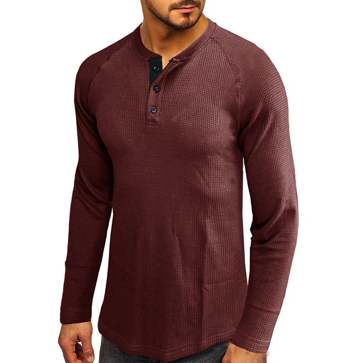 Herrer Langærmet Henley Skjorte med struktureret Design Stilla