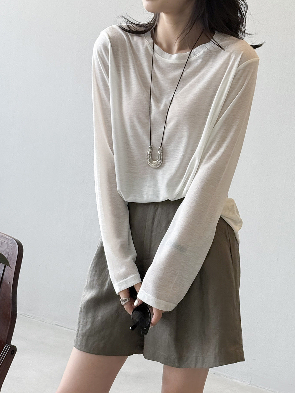 Dame elegant longsleeve-shirt lavet af åndbart materiale Stilla