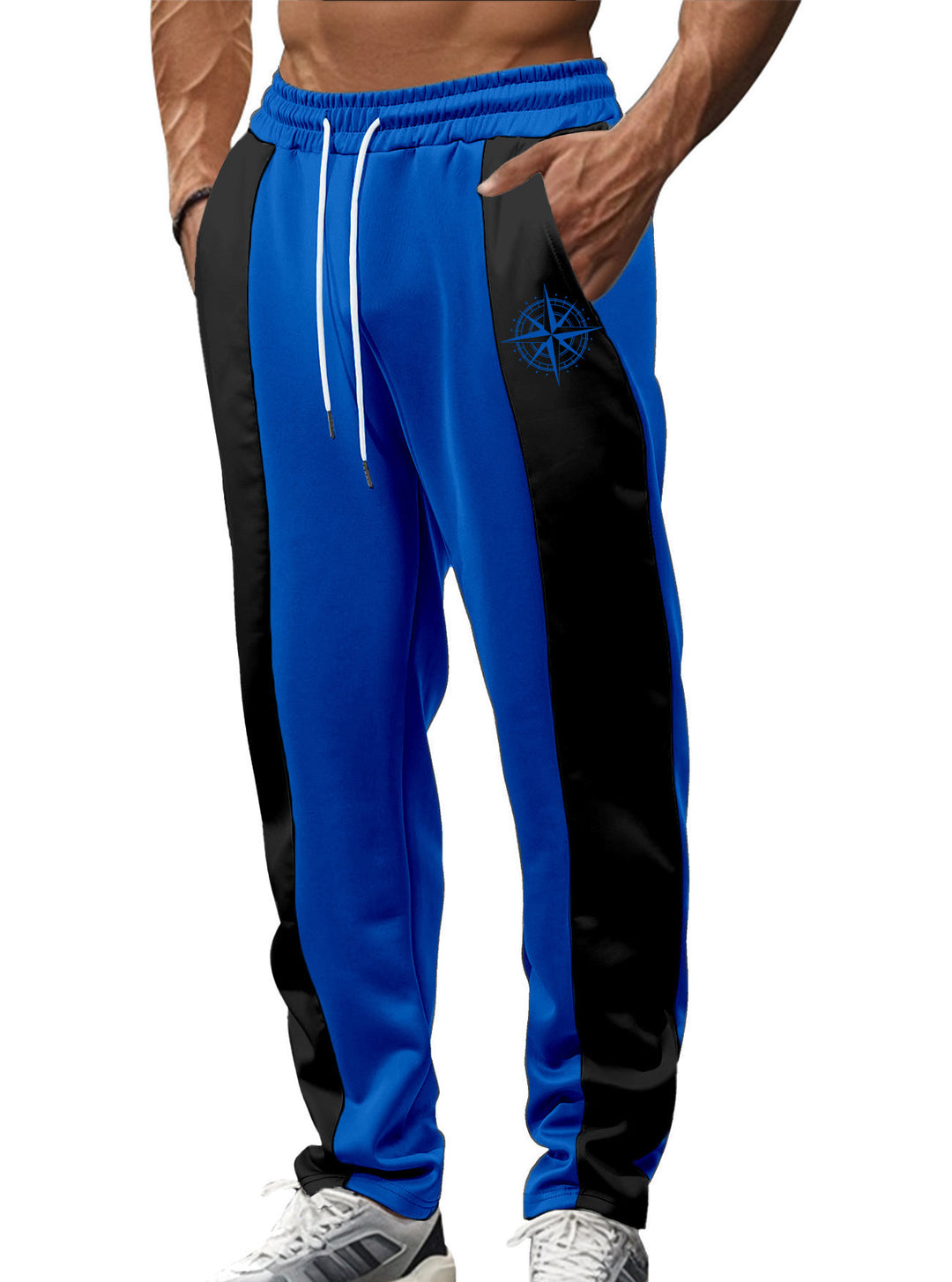 Herrer nan sporty Trackpants med sidelæns kontrastbånd elastisk bund snor og hjorte broderi Skovae
