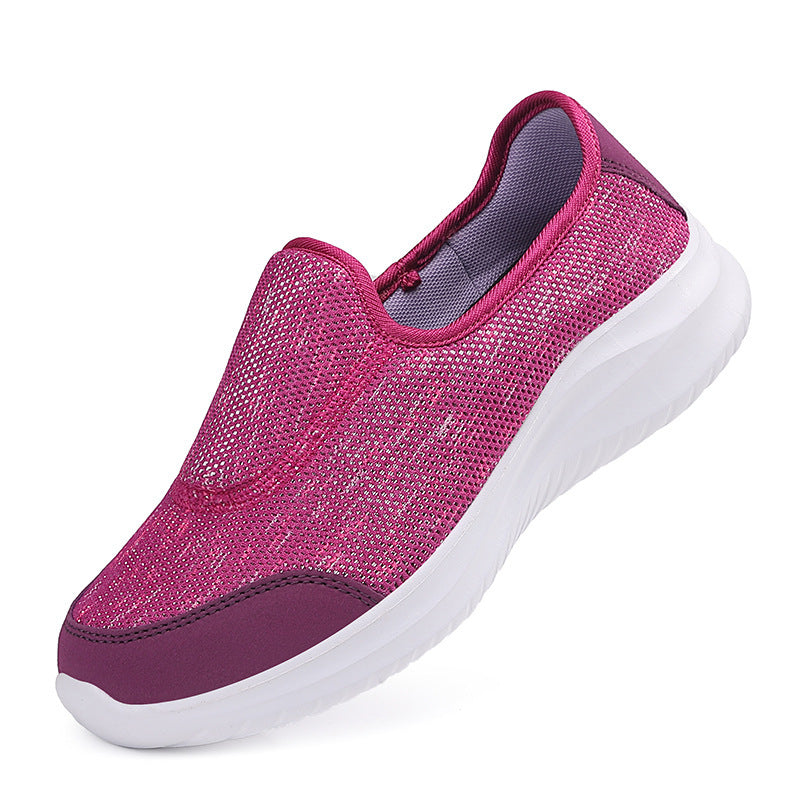 Dame nan elegant slip-on sneakers med elastiske dekorbånd, åndbar strikkonstruktion og dæmpet komfortsål Skovae