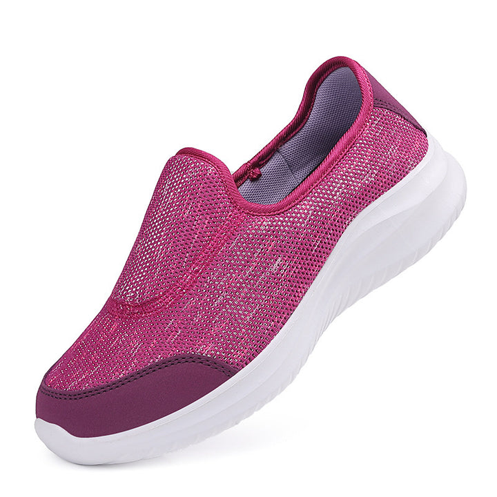 Dame nan elegant slip-on sneakers med elastiske dekorbånd, åndbar strikkonstruktion og dæmpet komfortsål Skovae