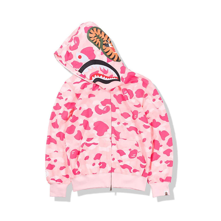 Dame hoodie jakke med moderne camouflage design og høj kvalitets bomuldsblanding Skovae