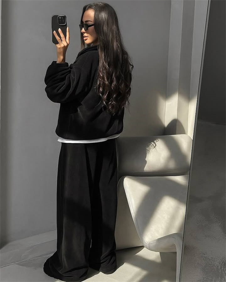 Kvinders oversized fleece jumpsuit med høj krave og lynlås Skovae