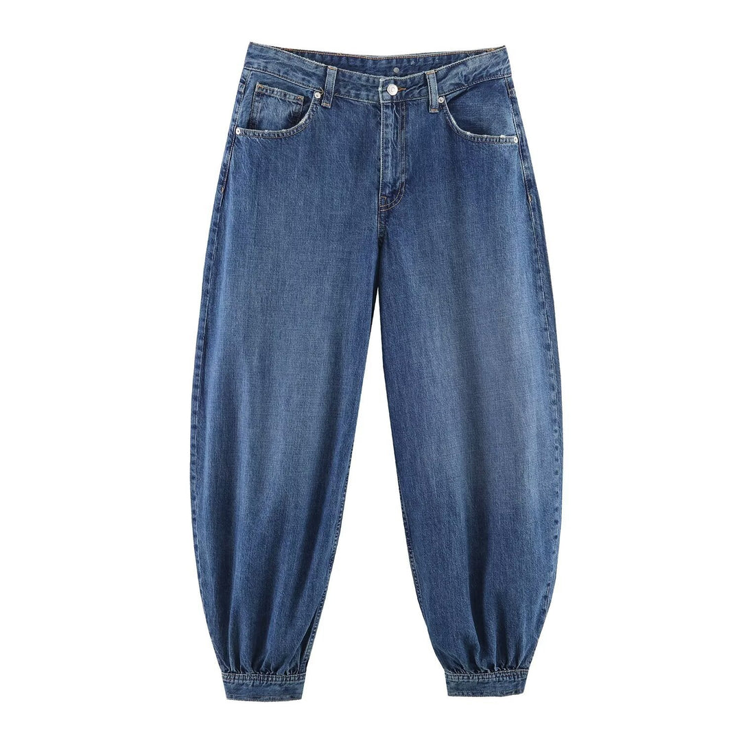 Dame Tapered Jeans med elastisk kant og behagelig pasform Skovae