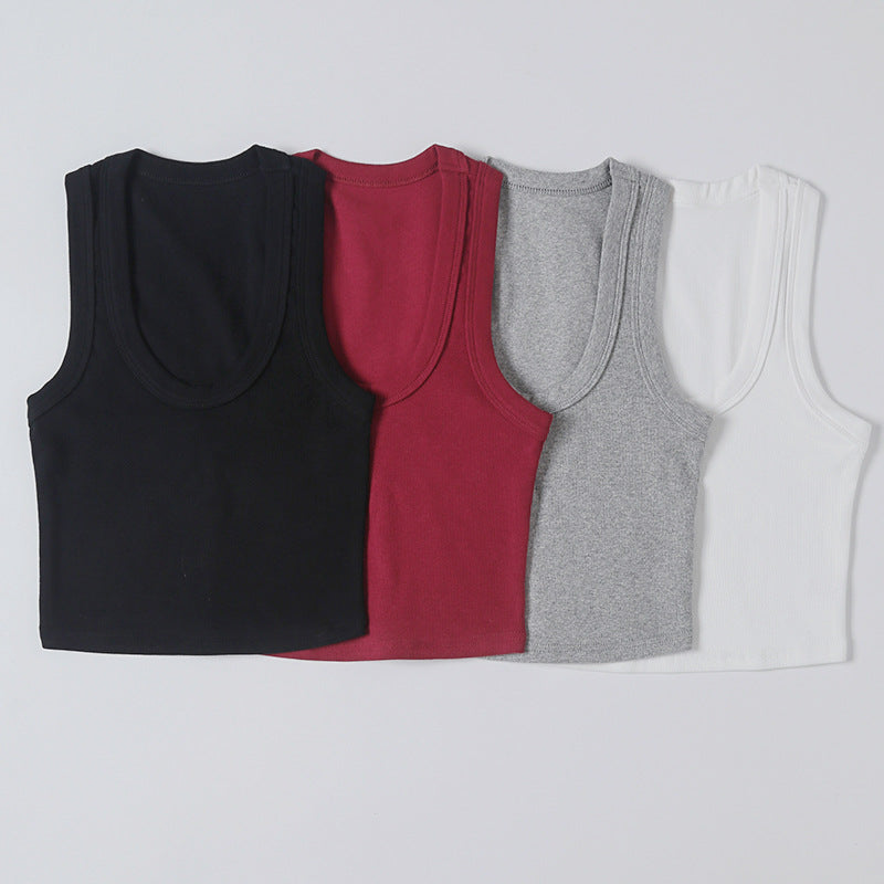 Dame Sporty tanktop med generøs rund halsudskæring og figurformende snit Stilla