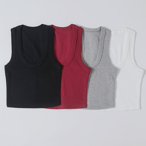 Dame Sporty tanktop med generøs rund halsudskæring og figurformende snit Stilla