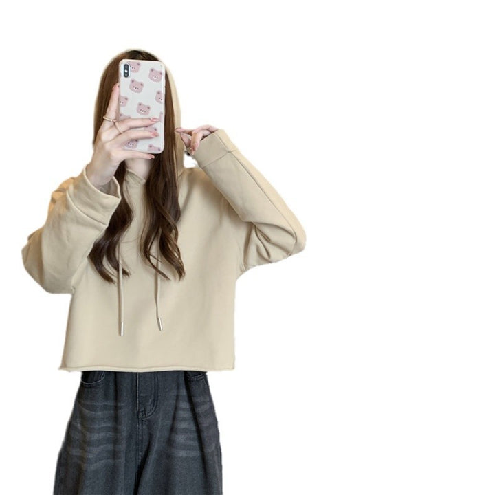 Dame Cropped Hoodie med justerbare snore Stilla