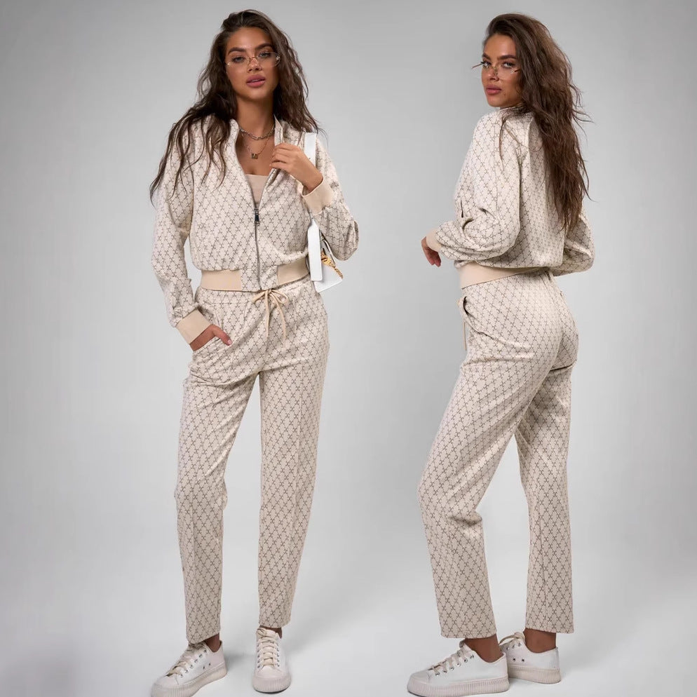 Kvinders sporty loungewear sæt med hættejakke og løse joggingbukser Skovae