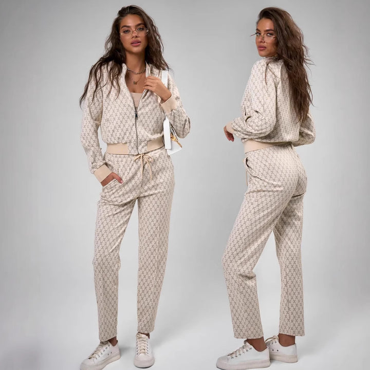 Kvinders sporty loungewear sæt med hættejakke og løse joggingbukser Skovae