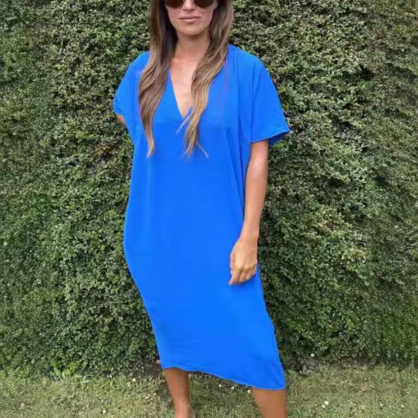 Dame Casual Jersey-kjole med sidelommer og raglanærmer Stilla