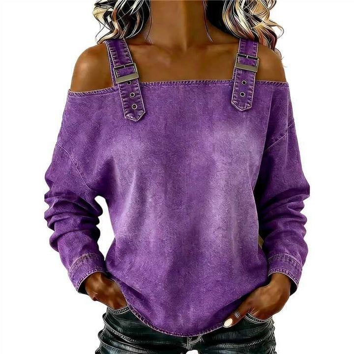Dame casual sweatshirt med dekorative skulderdetaljer Skovae