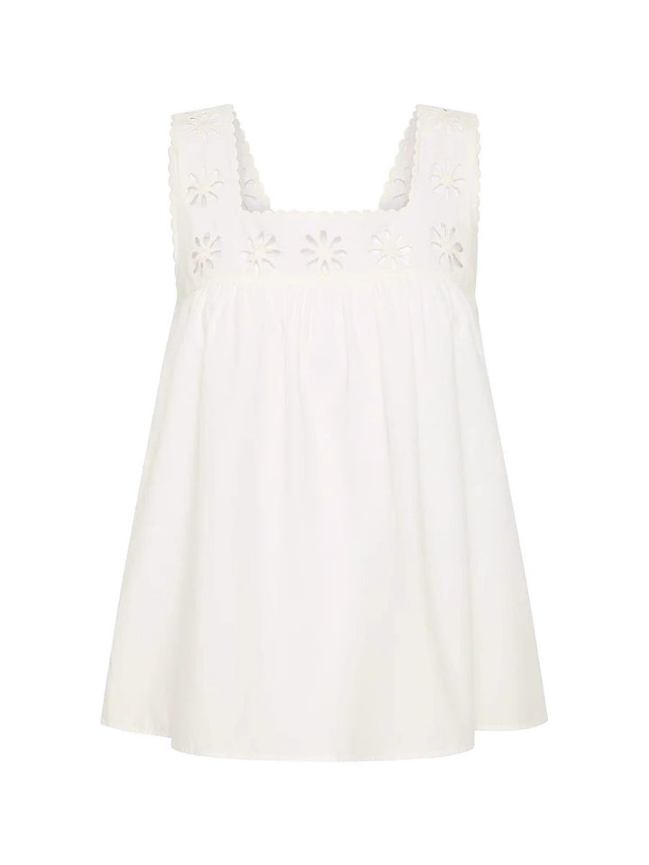 Dame Casual Bluse med florale hulbroderier og tætsiddende snit Stilla