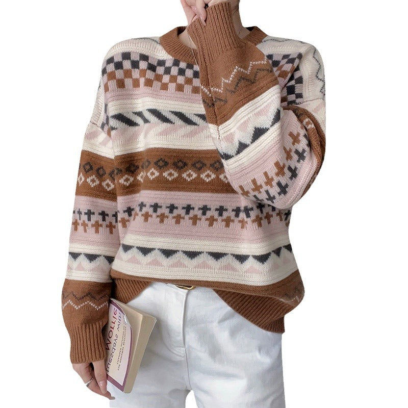 Kvinders hyggelige strikket sweater i kreativt mønsterdesign Stilla