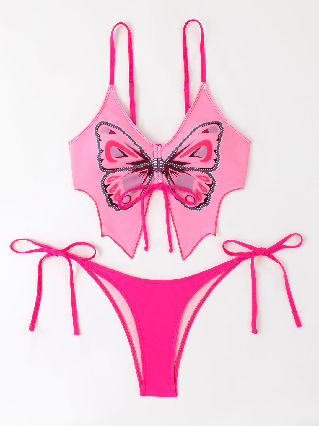 Dame sommerfugltryk højt skåret bikini sæt Stilla
