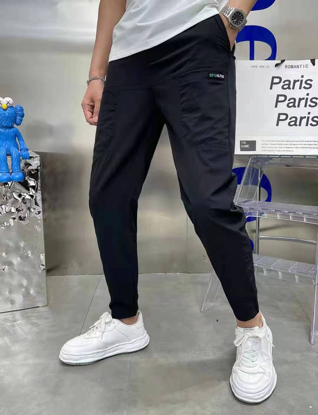 Herren nan sporty Cargojoggerbukser med elastisk talje, snøre og konisk benafslutning Skovae