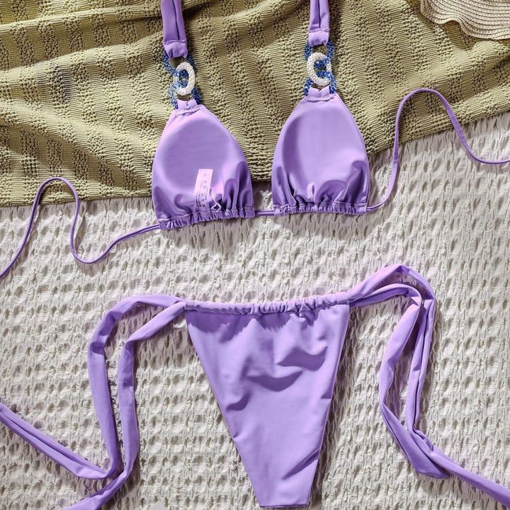 Dame Triangel-Bikini med modiske applikationer Skovae