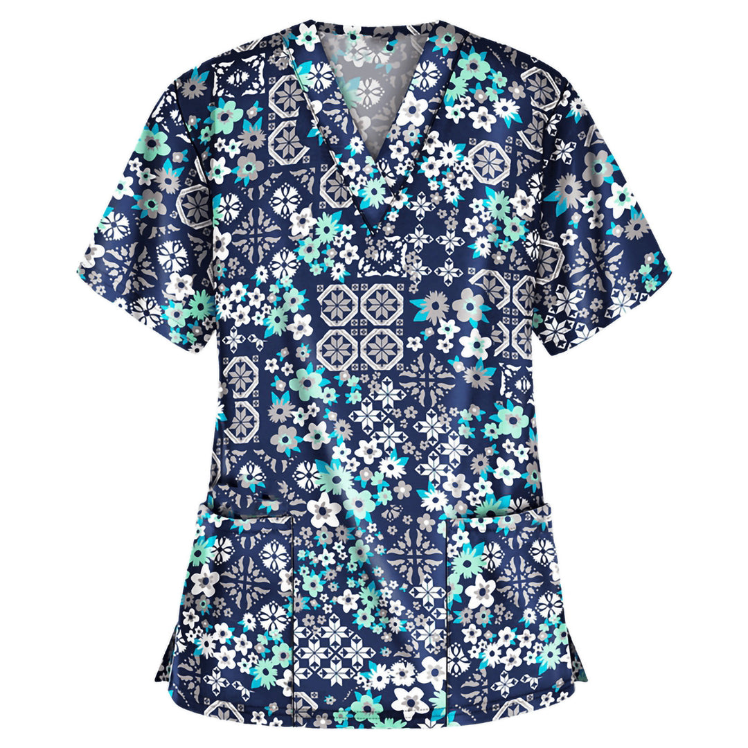 Dameblomster mønster Scrub Top Stilla
