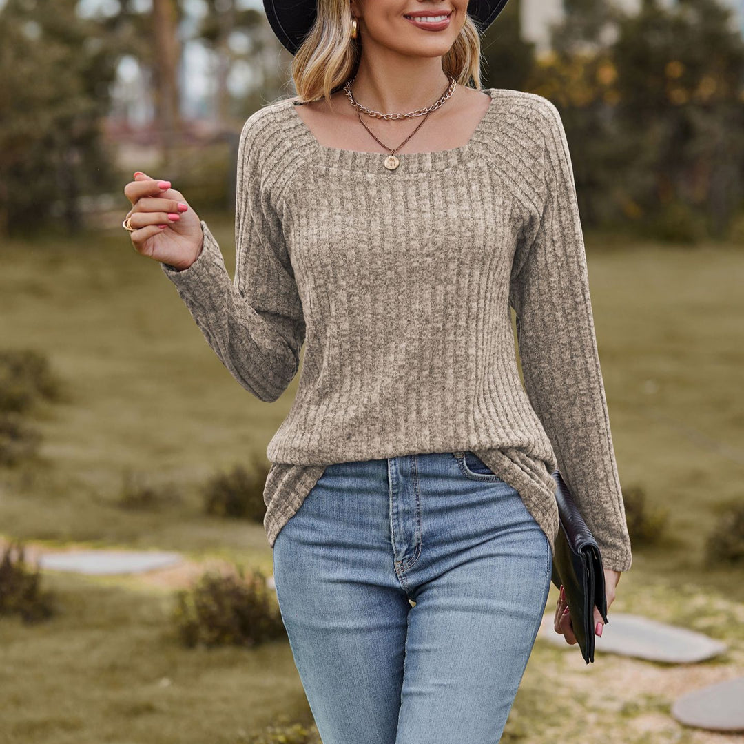 Dame sweater med kvadratisk udskæring og struktureret ribdesign Stilla