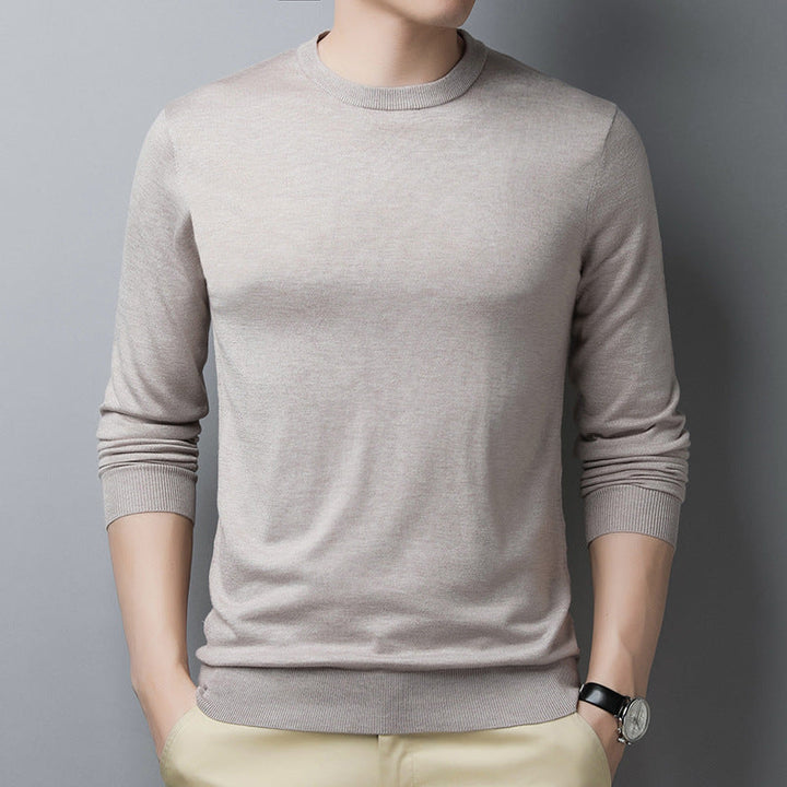 Stilla | Langærmet T-shirt Slim Fit Uld Silke Rundhalset med Ribkant