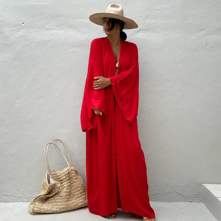 Dame Strandkaftan med flydende snit og elegante ærmer Stilla