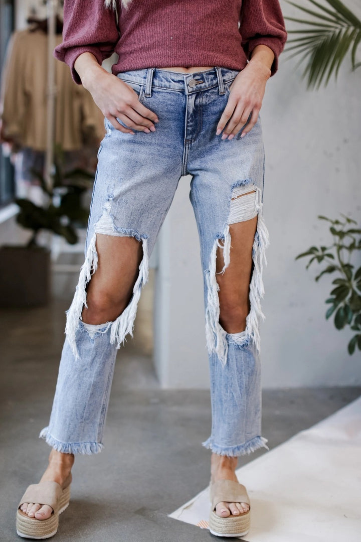 Dame afslappede jeans med trendy ripped-design Stilla