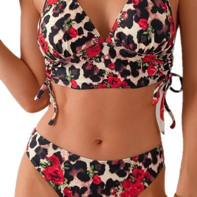 Dame bikini sæt med blomster leopard mønster Stilla