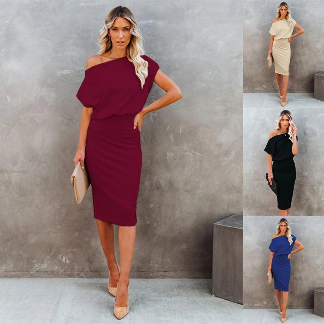 Dame Off-Shoulder Bodycon Midi Kjole Stilla
